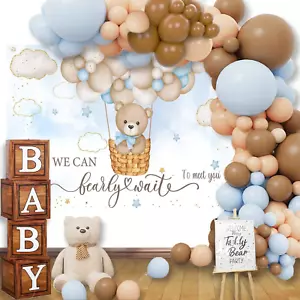 We Can Bearly Wait Baby Shower Decorations 1PCS Bear Baby Shower Backdrop 4PCS W - Picture 1 of 12