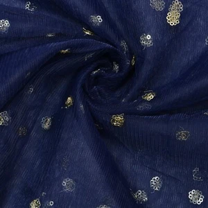 Indian Net Fabric 4YD Dressmaking Tunic Top Material Sewing Blue Fabric 42"W Top - Picture 1 of 2