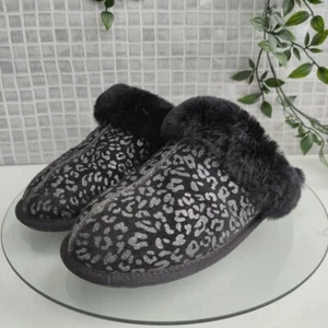 Ugg Scuffette Snow Leopard Slippers. UK Size 5. Black  - Picture 1 of 15