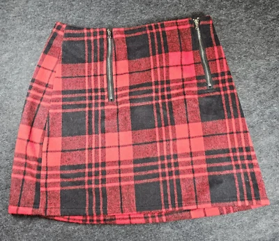 Zara Skirt Womens Size Medium 6 Red Plaid Fall Christmas Cute Goth Academia Prep - Image 1 of 4