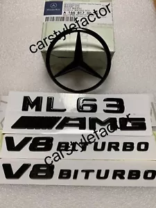 Emblema de estrella trasera negro brillante e insignias laterales para Mercedes ML63 AMG W166 2013- encendido - Imagen 1 de 2
