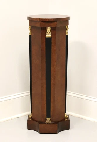 BAKER Burl Black Lacquer Neoclassical Pedestal Display Column / Plant Stand Cover