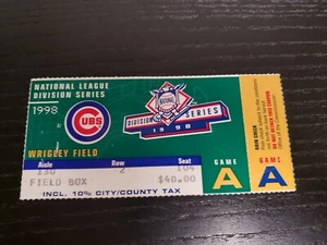 1998 NLDS GAME 3 BASEBALL TICKET STUB ATLANTA BRAVES @ CHICAGO CUBS - *CLINCHER* - Picture 1 of 4