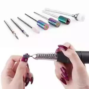 7x Nail Drill Bits Set Electric File Manicure Pedicure Nail/ Art Tools Carbide - Picture 1 of 8