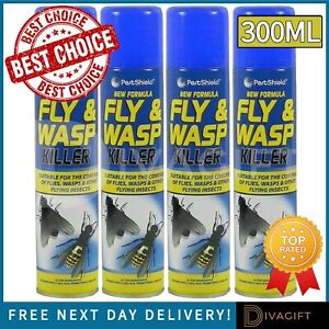 FLY AND WASP KILLER SPRAY KILLS FLIES WASP MIDGES MOSQUITO FAST ACTING 300ML NEW