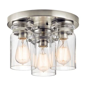 Plafoniera ARCO vetro metallo nichel Ø28 cm E27 lampada industriale soggiorno - Foto 1 di 1