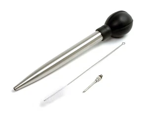 Stainless Steel Baster Turkey Chicken 3 piece Set Silicone Bulb Deluxe Norpro - Picture 1 of 2