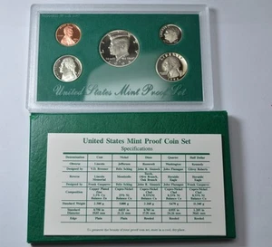 1994-S US Mint Proof Set in Original Box w/ COA, 5 Coin Set Kennedy Half Dollar - Picture 1 of 10