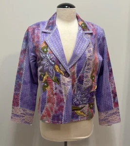 NWT DRAPER'S & DAMON'S Purple Embroidered Sequin Lace Blazer Jacket PL - Picture 1 of 12