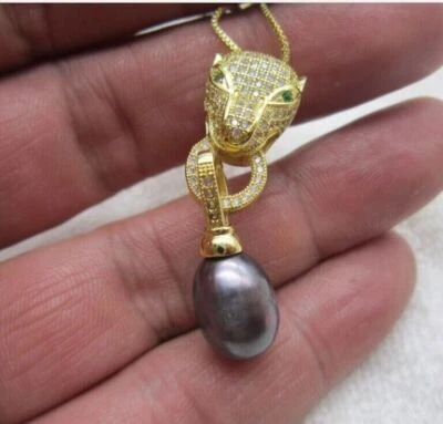 Gorgeous AAA11-13mm South Sea Golden Stud Pearl Pendant Necklace 18 Inch 925s - Image 1 of 4