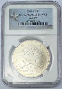 2015-P $1 U.S. Marshall Service MS69 Silver Coin P310 - Picture 1 of 2