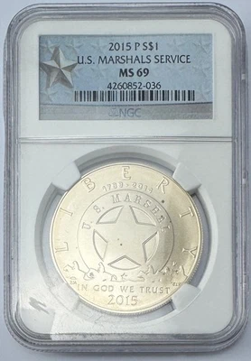 2015-P $1 U.S. Marshall Service MS69 Silver Coin P310 - Image 1 of 2