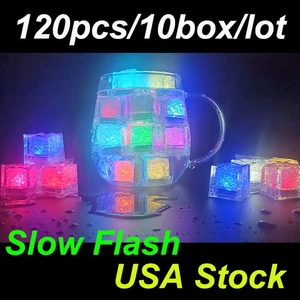 Waterproof Light Up LED Ice Cubes for Party Drinks Glowing Slow Flash Ice Cube - Picture 1 of 8