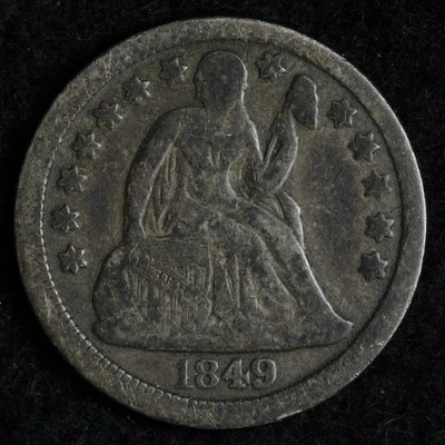 Moneda de diez centavos de plata Seated Liberty 1849 fina E203 TDNL Foto 1 de 2