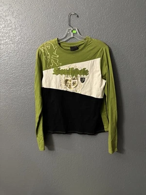 South Pole 2XL Green Black Long Sleeve Baby Doll Top Logo Skater Y2K New Tag - Image 1 of 4