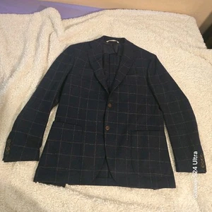 maurizio baldassari Brera 52IT Blue Windowpane Tweed Check  2 Button Blazer  - Picture 1 of 24