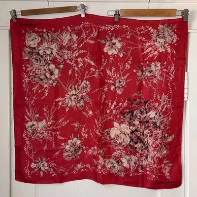 Vintage Jacqmar Silk 50s 60s Floral Red Square Scarf 29” - Image 1 of 3