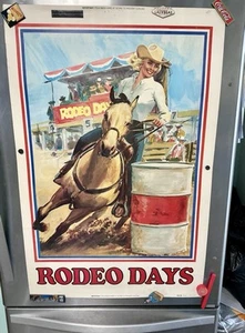 Vintage Rodeo Poster Barrel Racing 1970’s Kraft RARE Size 38”x25” Double Sided - Picture 1 of 18