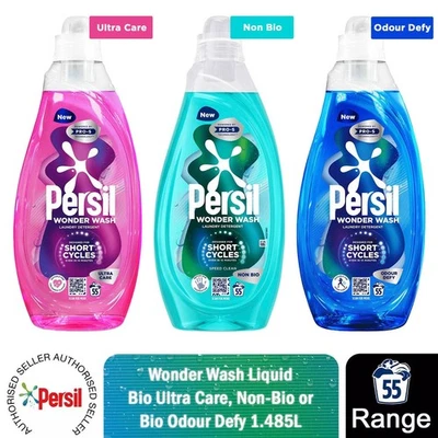 Persil Wonder Wash Liquid Bio Ultra Care, Non-Bio or Bio Odour Defy 1.485L, 55W - Image 1 of 4