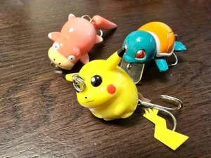 Pokémon Fishing Lures Set Pikachu Slowpoke Squirtle by Takara Tomy – Unused - Picture 1 of 4