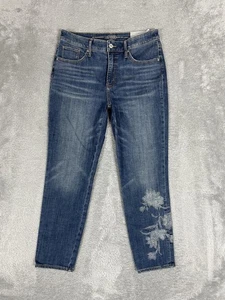 Chicos Jeans Womens 0.5R US 6R So Slimming Girlfriend Slim Leg Embroidered Denim - Picture 1 of 16