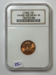 1995 1c Lincoln Memorial Cent NGC MS66 RD **Double Die **XHKHK3006**MONSTER RED! - Picture 1 of 4