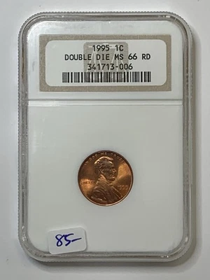 1995 1c Lincoln Memorial Cent NGC MS66 RD **Double Die **XHKHK3006**MONSTER RED! - Image 1 of 4