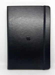 Apple Logo Black Notebook Faux Leather Grid/Plain Pages Moleskine Style Novelty - Picture 1 of 6
