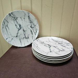 Royal Norfolk Gray & White Marble Design 10 ½” Dinner Plate Lot of 6 Plates - Picture 1 of 15