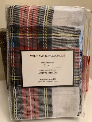 Disney Pottery barn holiday Pillow SHAM KING Plaid gift Williams Sonoma $159 - - Image 1 of 4