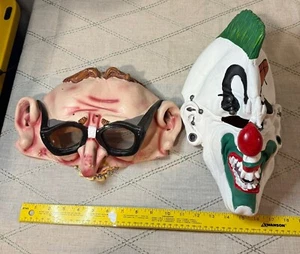 2 Halloween rubber mask Vtg 2001 Disguise Inc And Killer Clown - Picture 1 of 6