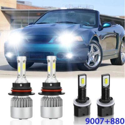 For Ford Mustang 1994-2004 Combo LED Headlight High Low Fog Light 4X Bulbs 6000K - Image 1 of 4