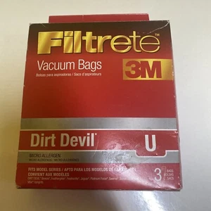 [3 Pack] 3M Filtrete Micro Allergen Dirt Devil Type U Vacuum Bags 65703B - Picture 1 of 8