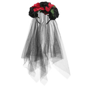  Bride Day The Dead Headpiece Flower Headband Veil Rose Floral