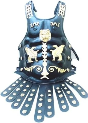 Caballero Romano Medieval Cuero Negro Armadura Muscular Chaqueta Juego de Rol Halloween Hombres Foto 1 de 4