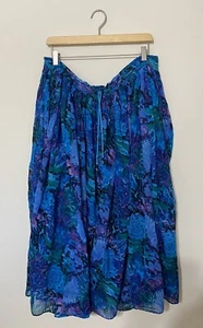 Braun Style Size Medium Cotton Crinkle Floral Boho Hippie Maxi Long Skirt Blue - Picture 1 of 5