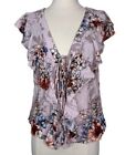 Gimmicks Bke Ruffled Floral Laced Up Top Sz L Nwt