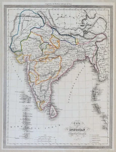 INDIA SRI LANKA MALDIVES "Carta dell'Indostan" 1845 F. Marmocchi / C. Maggi - Picture 1 of 7