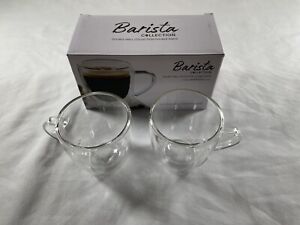Barista Collection Double Wall Expresso Cups 2.6 Oz. Set Of 2 (NEW IN BOX)