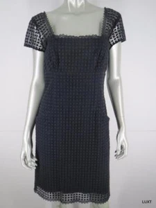 Milly Party Dress Size $395 4 S Black Floral Eyelet Cotton Lace Sheath Cocktail - Picture 1 of 10