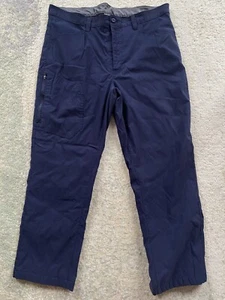 Eddie Bauer Tech Pants Men's 38x30 Fleece Lined Navy Blue Hike Pockets Outdoors - Picture 1 of 5
