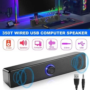 Stereo Bass Sound Computer Speakers 3.5mm USB Wired Soundbar for Desktop - Picture 1 of 9