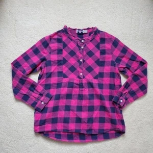 Vineyard Vines Girls Magnta/Navy Gingham Plaid Flannel Shirt szL (14) - Picture 1 of 15