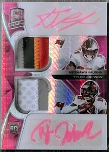 2020 SPECTRA KE'SHAWN VAUGHN, TYLER JOHNSON ROOKIE DUAL PATCH AUTO NEON PINK /20 - Picture 1 of 1