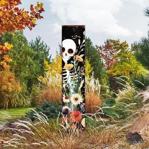 42in Halloween Garden Stake | Watercolor Skeleton | Outdoor Patio & Lawn Decorat - Picture 1 of 8