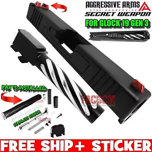 AGGRESSIVE ARMS COMPLETE SLIDE "SECRET" For GLOCK 19 GEN 3 SPIRAL BARREL + PARTS - Picture 1 of 10
