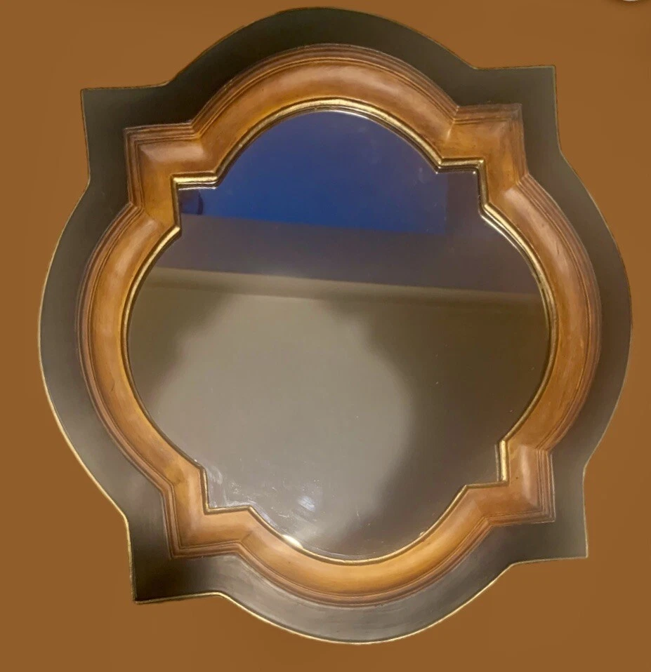 "Espejo de acento estilo gótico negro, madera y dorado 19"" lado lateral 21"" punto Foto 1 de 4