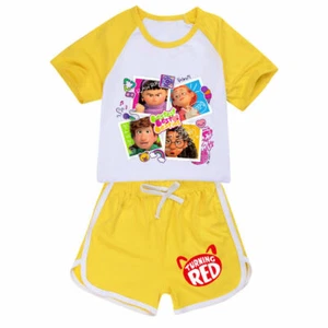 Conjunto de camiseta corta roja giratoria para niñas Camiseta Prenda para el torso Ropa deportiva Chándal - Imagen 1 de 9