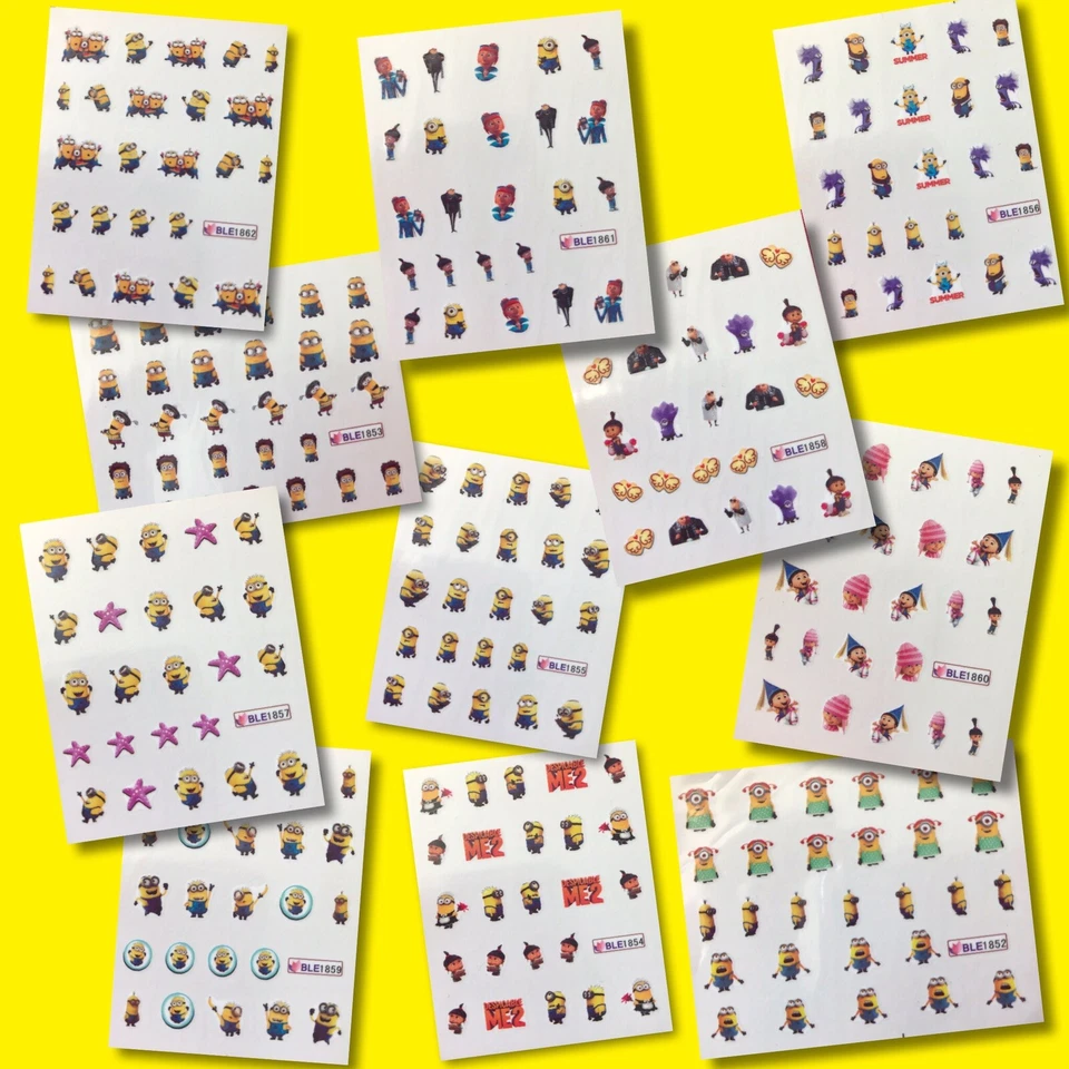 **Minions Despicable Me Nail Art Water Decals Stickers Transfers - UK**