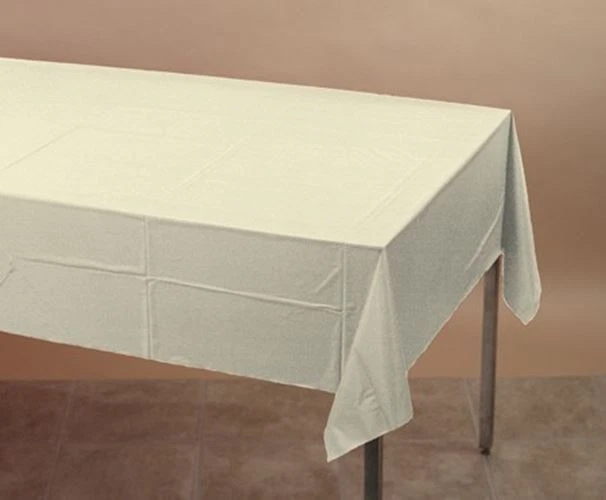 Ivory Premium Plastic Tablecover 54 x 108 - Image 1 of 1